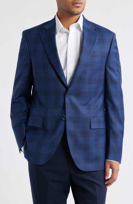 Peter Millar Flynn Classic Blue Windowpane Check Wool Sport Coat