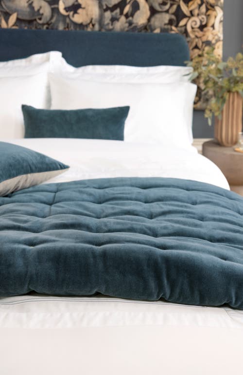 Christy Jaipur Luxury Cotton Velvet Quilted Throw In Blue