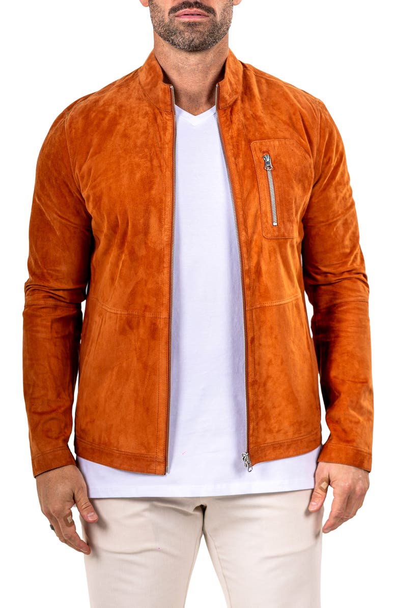 Maceoo Suede Jacket, Main, color, Brown