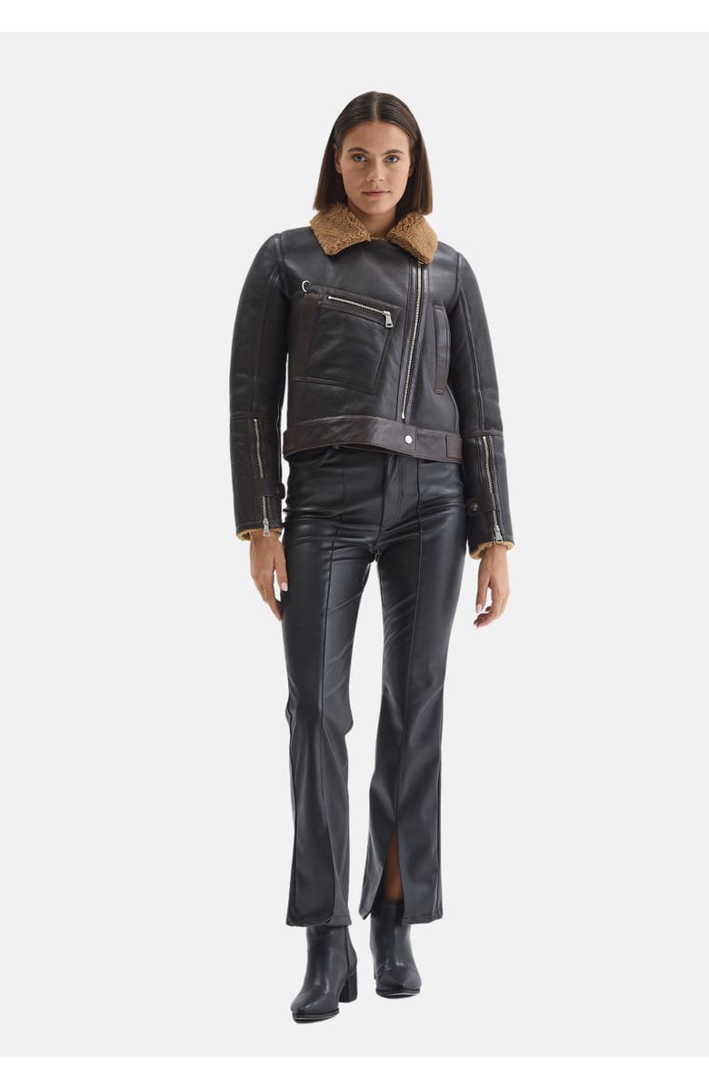 Furniq UK Eloise Shearling Jacket, Alternate, color, Brown