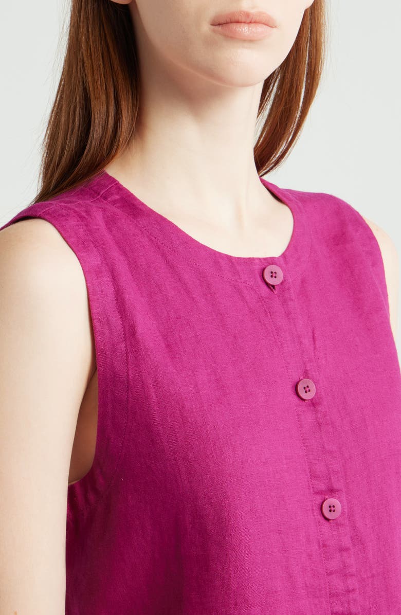 Eileen Fisher Organic Linen Long Vest, Alternate, color, Sangria