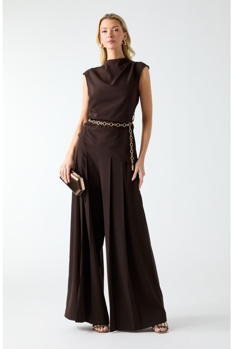 Kamila Ruched Mock Neck Top, Alternate, color, BROWN
