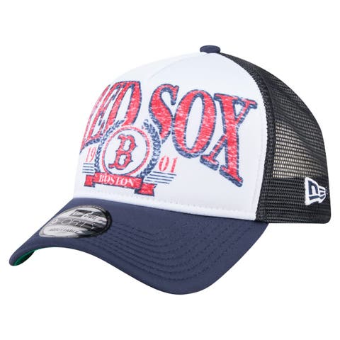 Men's New Era  Navy Boston Red Sox Distressed 9FORTY A-Frame Adjustable Trucker Hat
