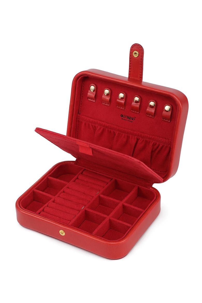 Rectangular Genuine Leather Jewelry Storage Box, Alternate, color, Red