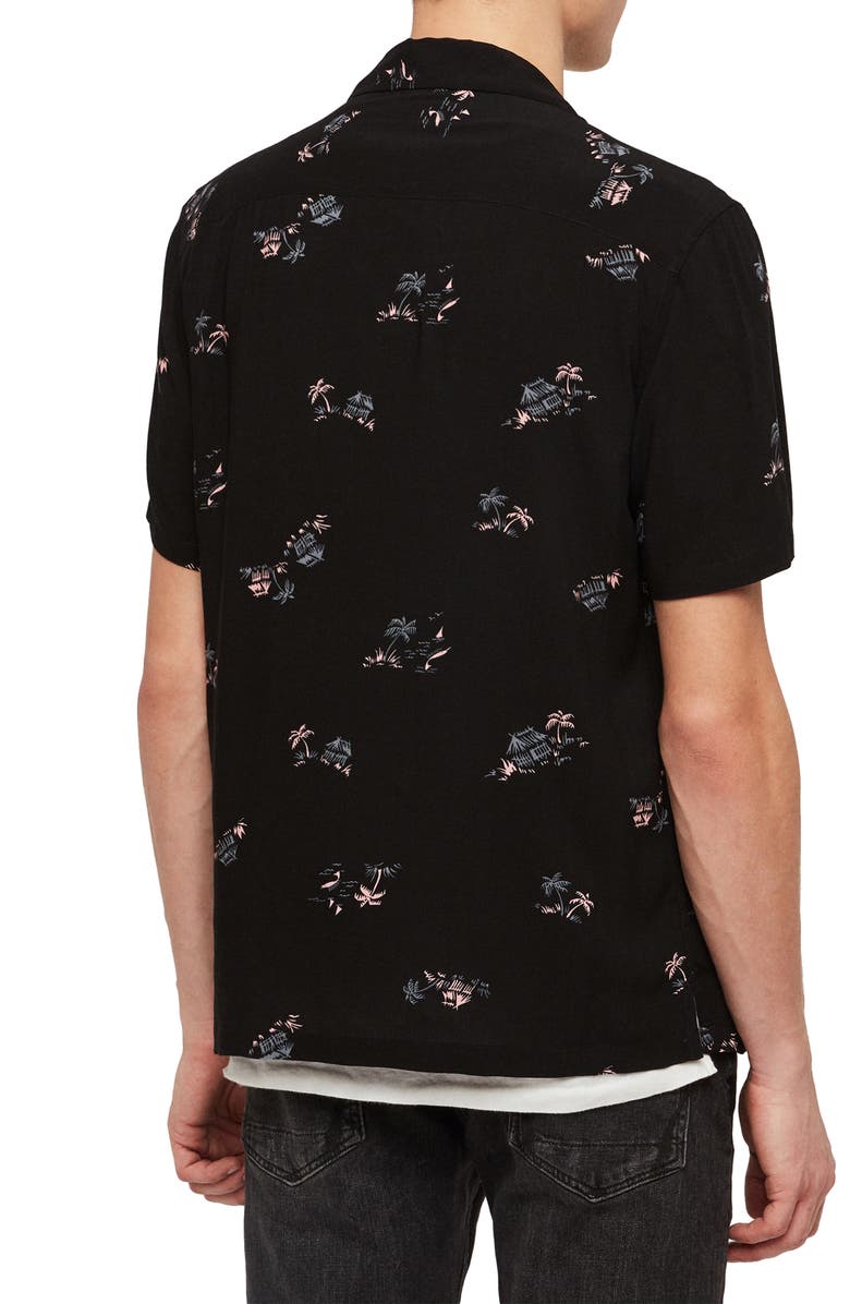 AllSaints Castaway Slim Fit Camp Shirt, Alternate, color, 