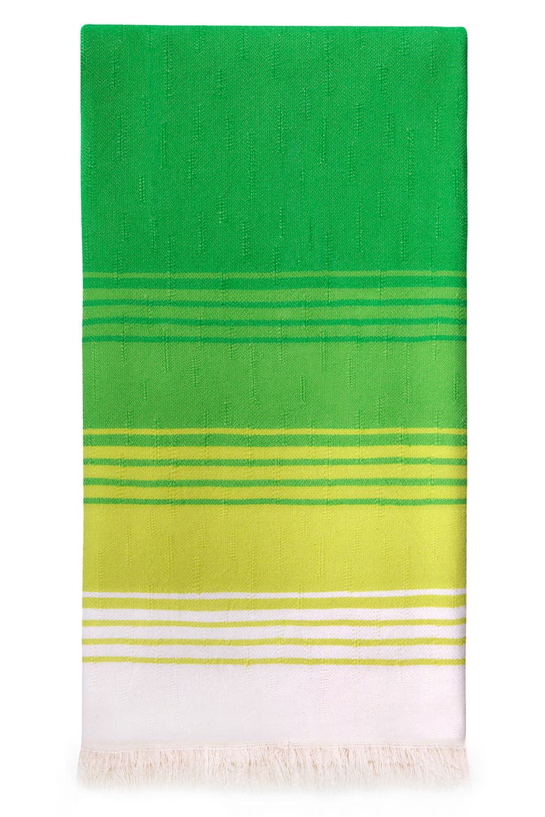 Reef Stripe Hand Loomed Cotton Beach Towel, Main, color, GREEN