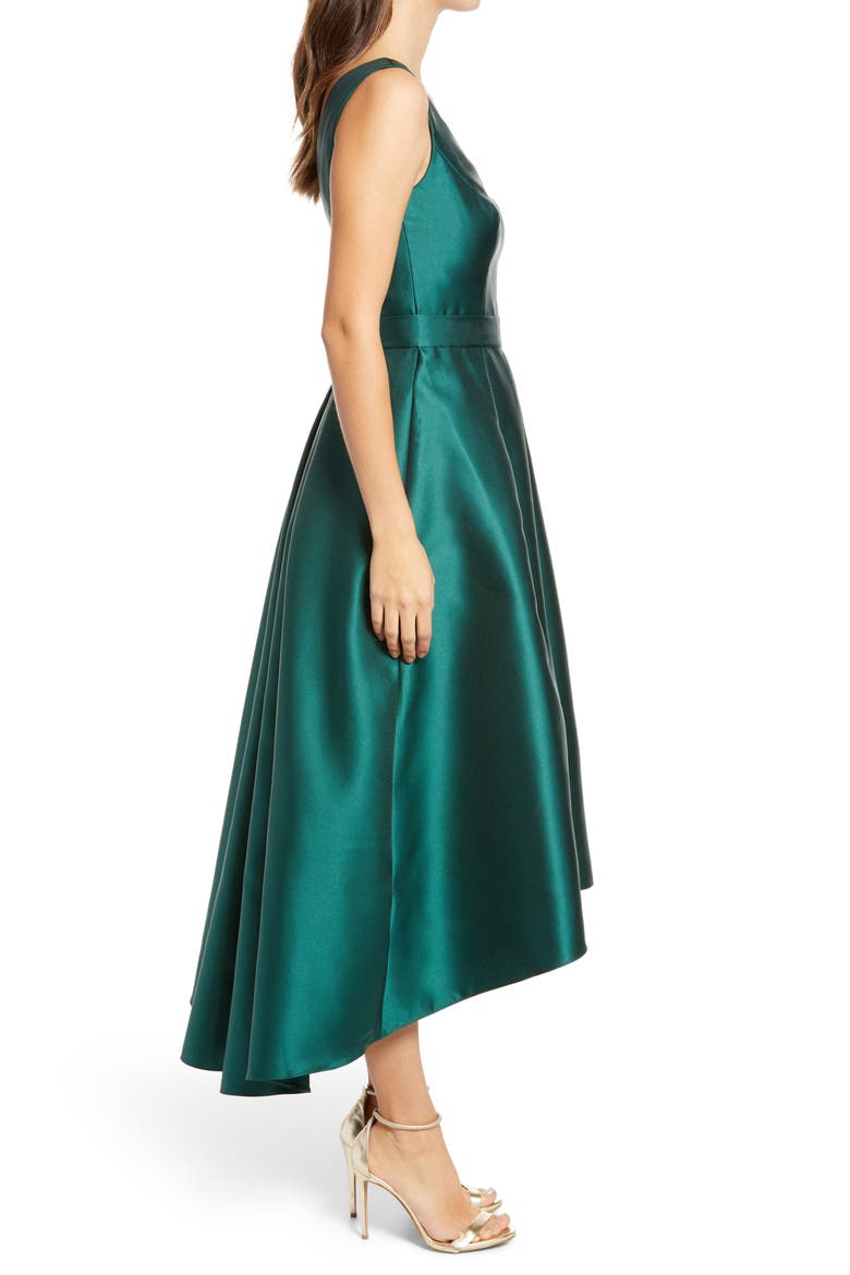 Satin High/Low Gown, Alternate, color, HUNTER