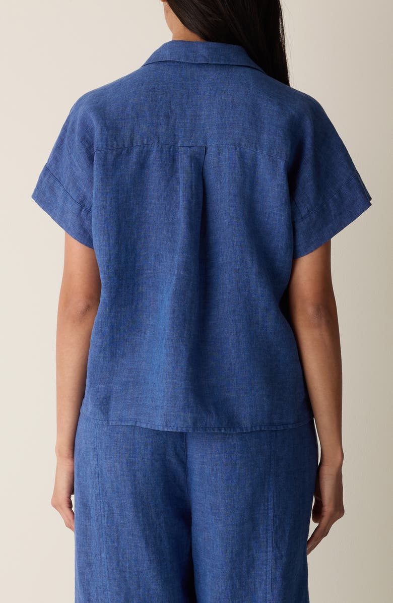 Eileen Fisher Notch Collar Organic Linen Button-Up Shirt, Alternate, color, Deep Dive