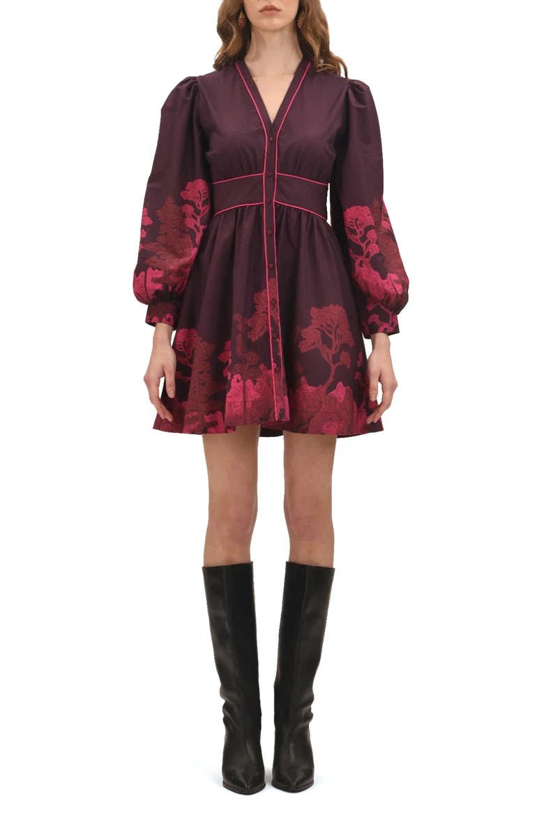 Dusky Long Sleeve Minidress, Main, color, PINK