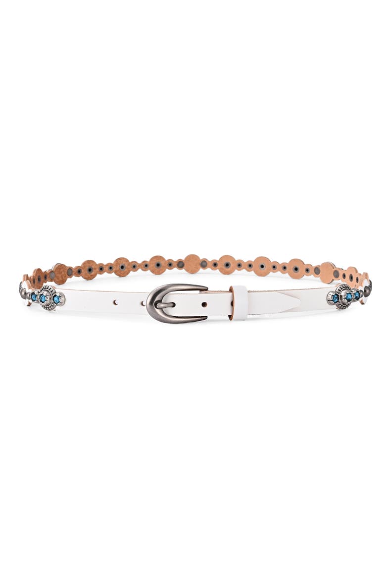 Rosa Genuine Leather Embellished Vintage Inspired Belt, Alternate, color, White