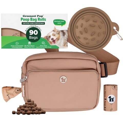 Walk Star Kit 3-in-1 Dog Walk Bag & Bowl plus Matching 90 Refill Dog Waste Bags