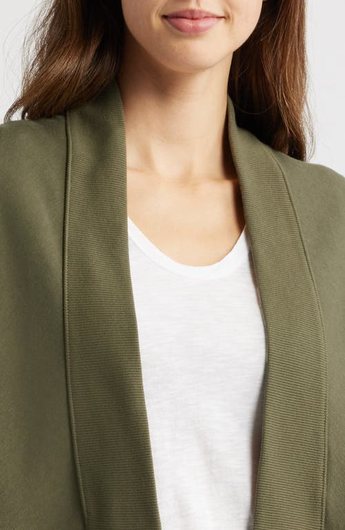 Caslonr Caslon(r) Cocoon Open Front Longline Fleece Sweatshirt In Olive Sarma