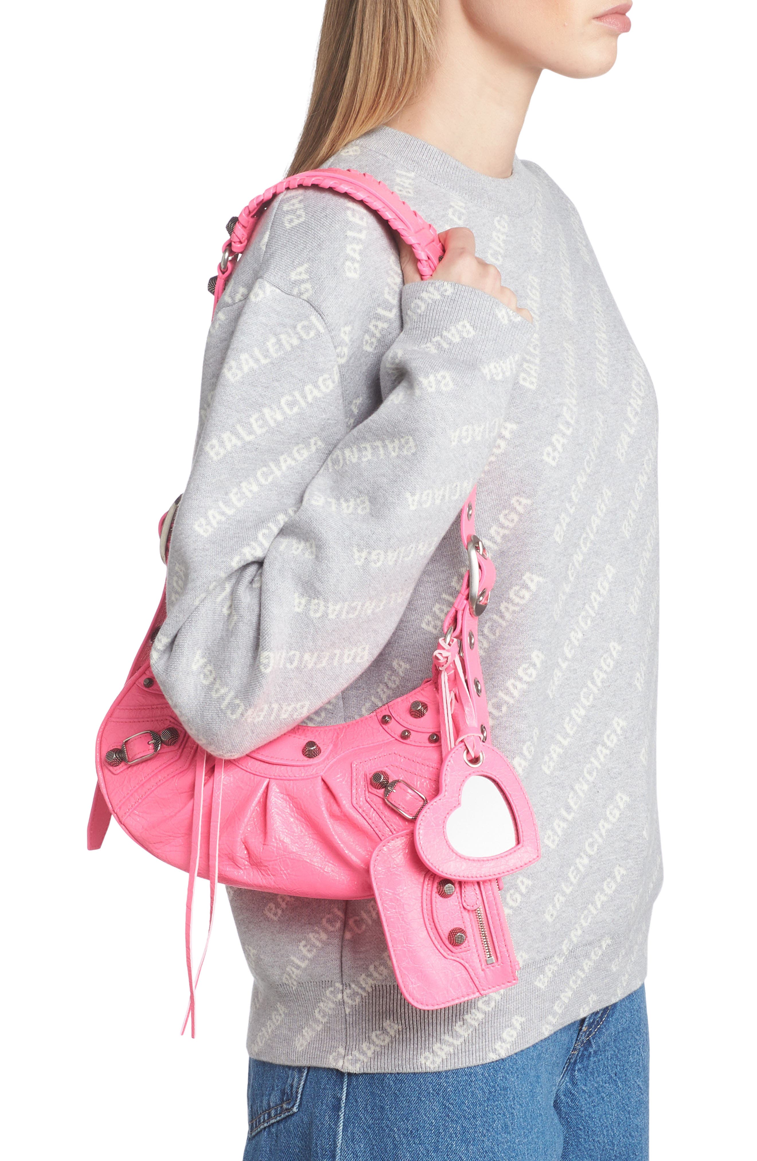 Extra Small Le Cagole Lambskin Shoulder Bag, Alternate, color, FLUO PINK