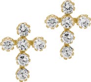 Mignonette 14k Gold & Cubic Zirconia Cross Earrings