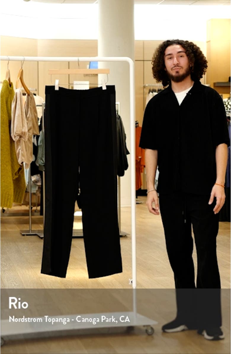 Satin Stripe Crepe Straight Leg Pants, sales video thumbnail