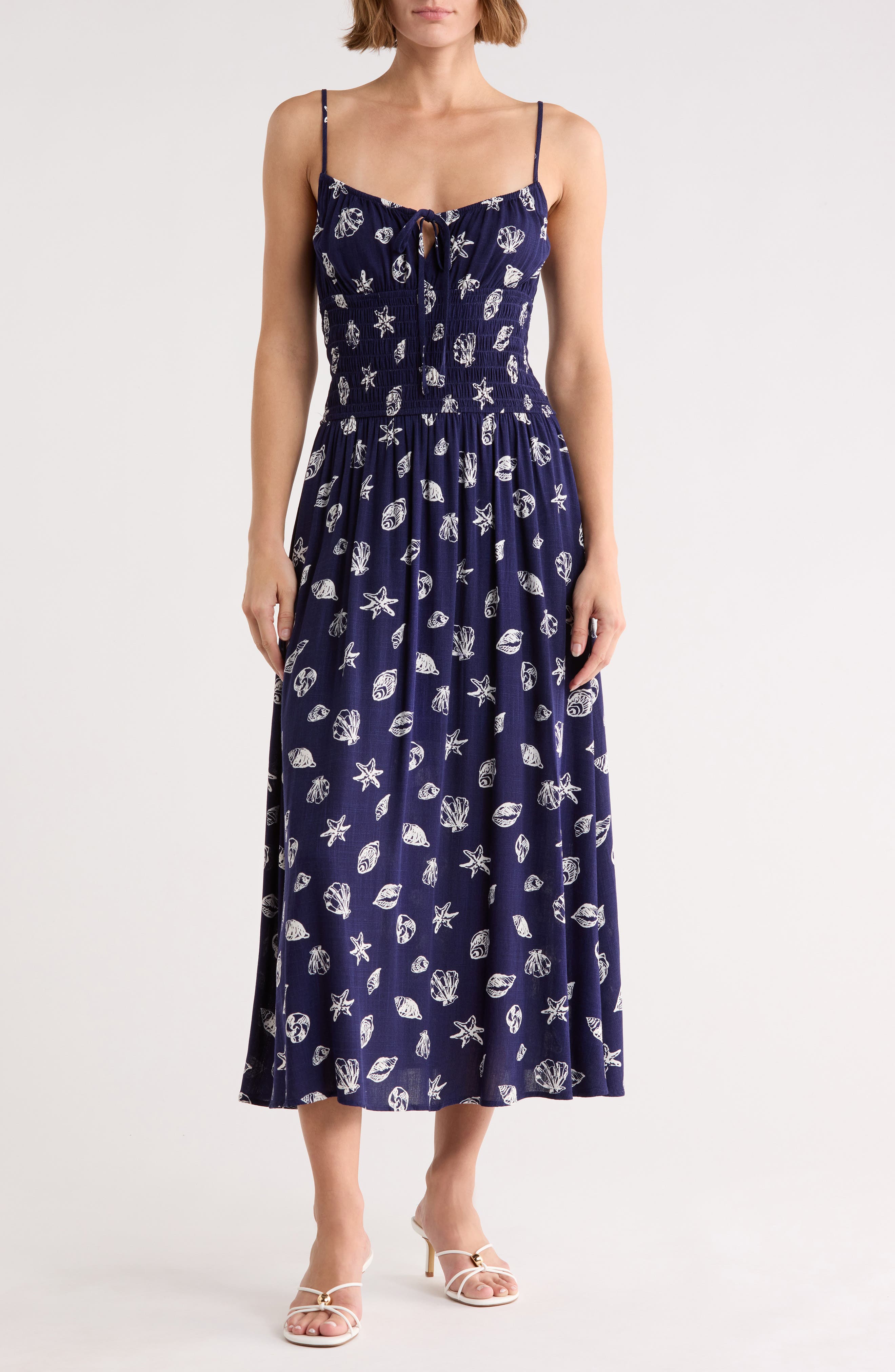 Blu Pepper Shell Print Midi Sundress