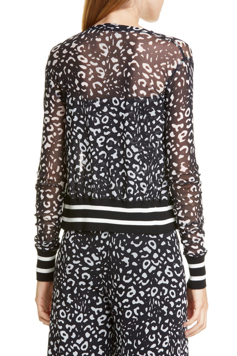 Graphic Leopard Print Tulle Bomber Jacket, Alternate, color, NERO
