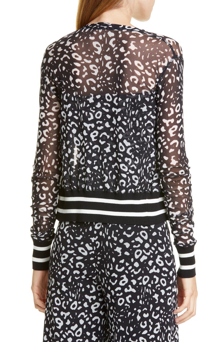 Fuzzi Graphic Leopard Print Tulle Bomber Jacket, Alternate, color,