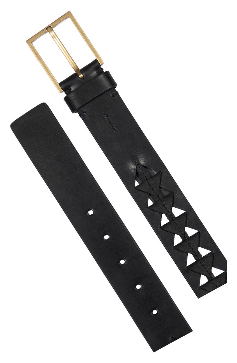 AllSaints Triangle Slice Leather Belt, Alternate, color, Black Antique Brass