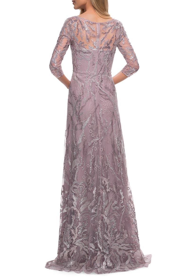 Sequin Lace A-Line Gown, Alternate, color, MAUVE