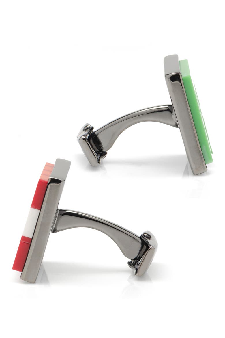 x Minecraft Creeper & TNT Gunmetal Cuff Links, Alternate, color, GREEN