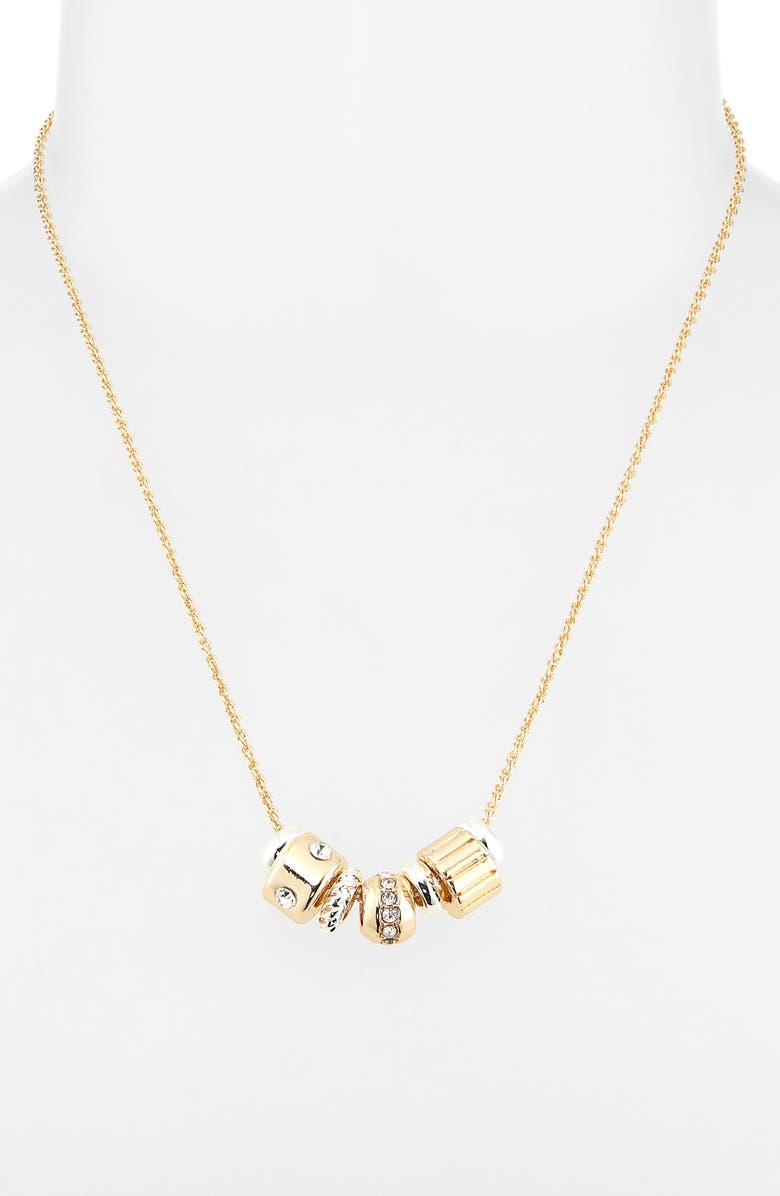 NORDSTROM RACK Stacked Pavé Charm Two-Tone Necklace, Alternate, color, White- Gold- Silver