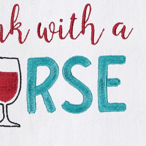 C & F Home C&f Home Drink With A Nurse Kitchen And Bathroom Embroidered Hand Towel In White