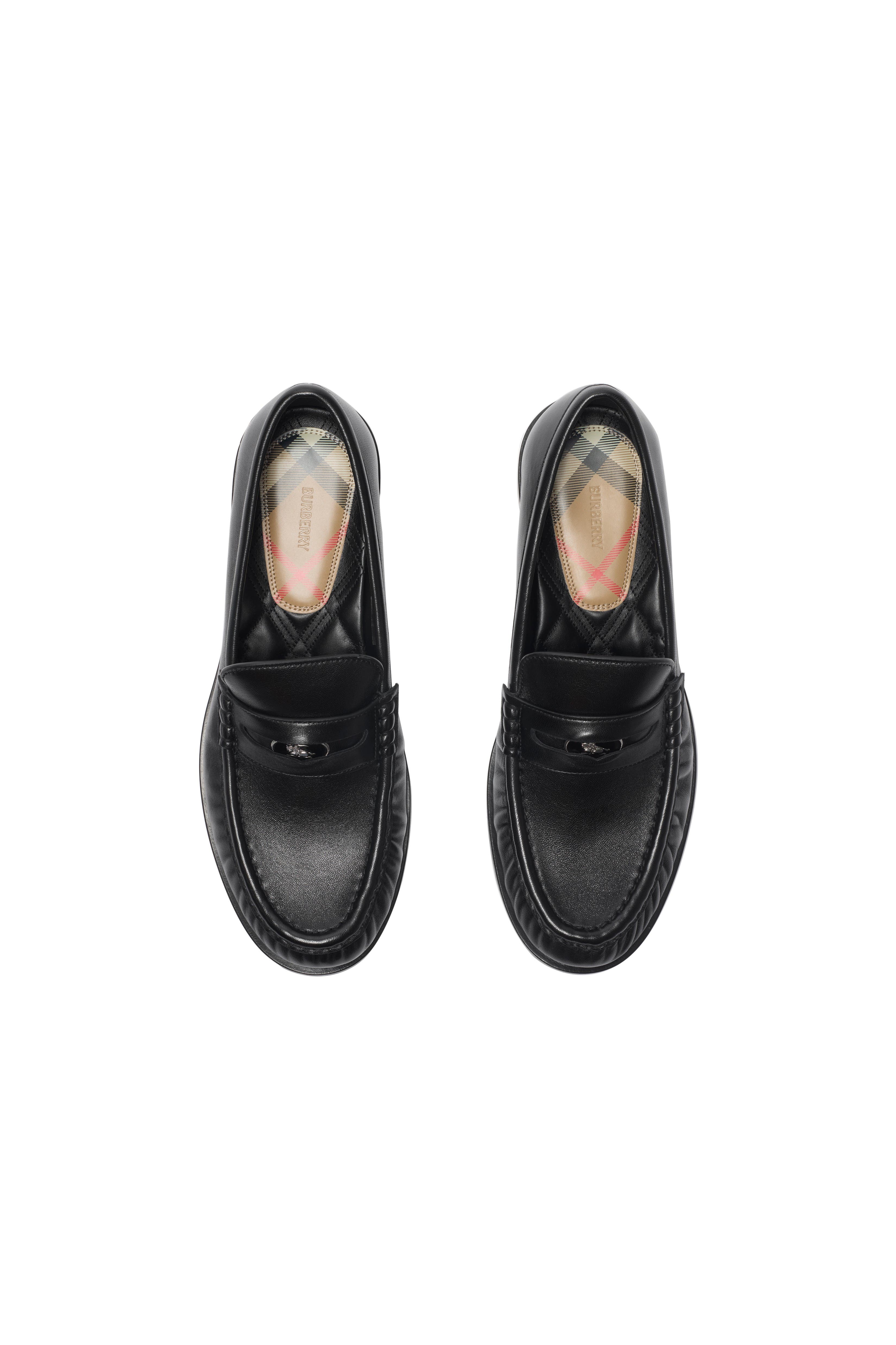 Burberry Leather Cadet Loafers, Alternate, color, Black