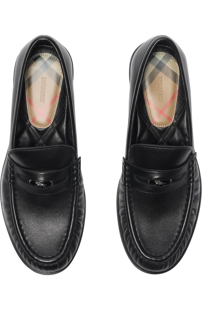 Burberry Leather Cadet Loafers, Alternate, color, Black