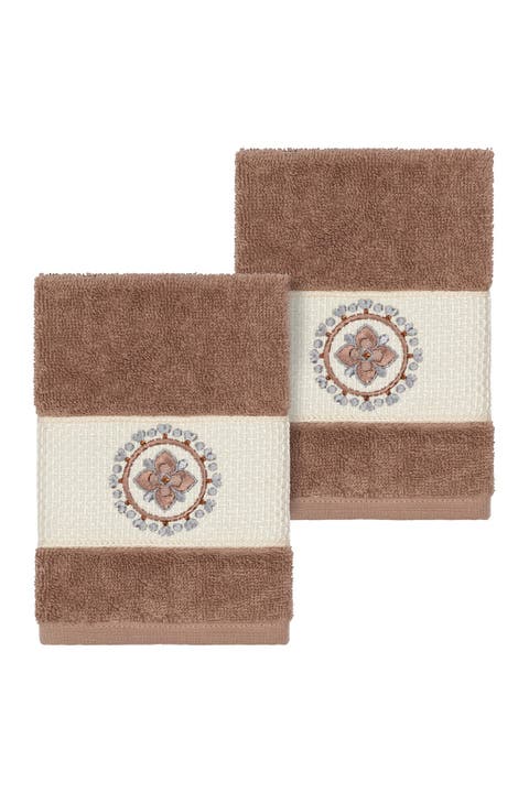 Isabell Embellished Washcloth - Set of 2 - Latte