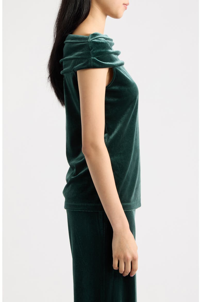 Draped Boat Neck Velvet Top, Alternate, color, PINE FOREST