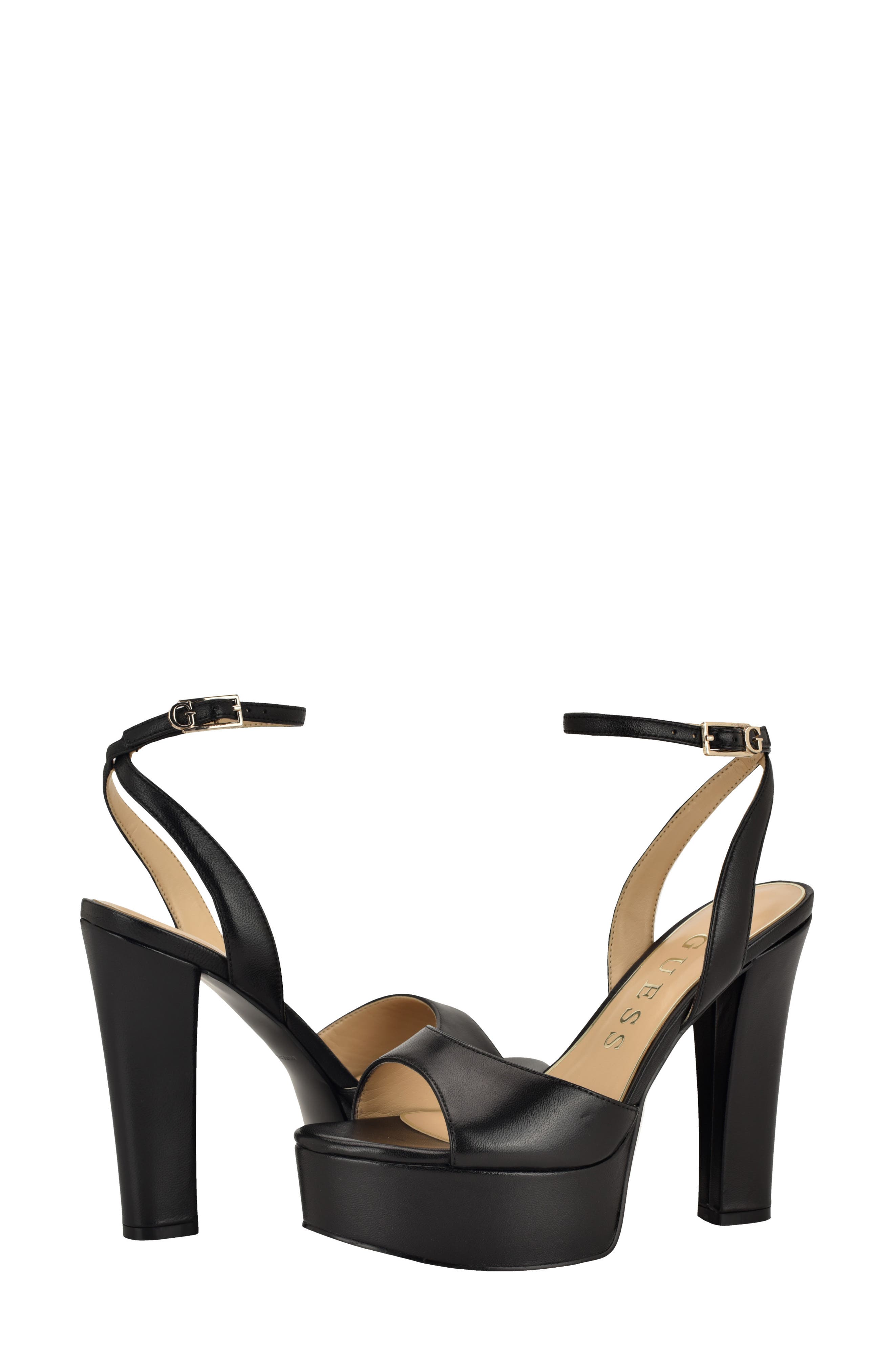 GUESS Hitten Ankle Strap Platform Sandal, Alternate, color, Black