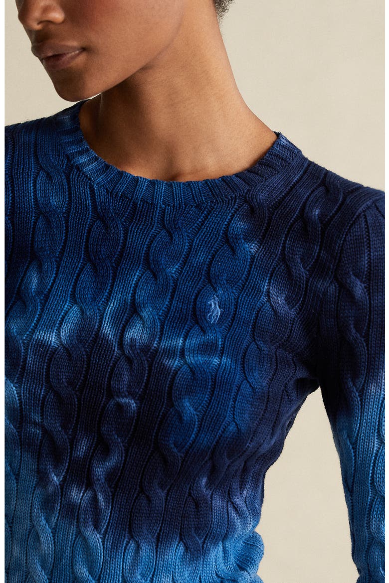Tie Dye Cable Knit Sweater, Alternate, color, BLUE MULTI