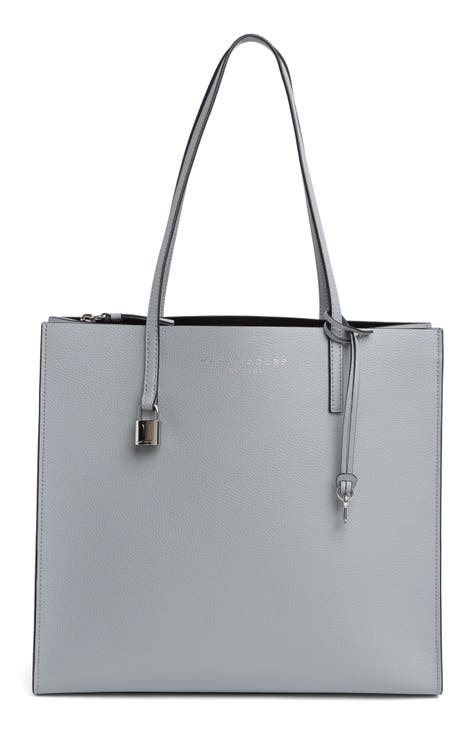 Gray leather tote sale