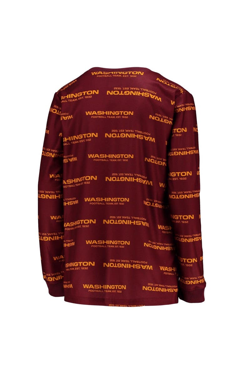 Outerstuff Youth Burgundy Washington Football Team Allover Print Long Sleeve T-Shirt & Pants Sleep Set, Alternate, color,
