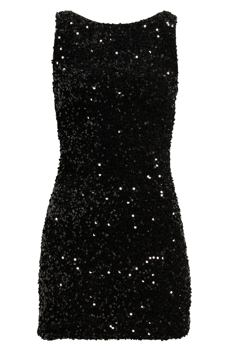 Princess Polly Cinematic Sequin Minidress, Main, color, Black