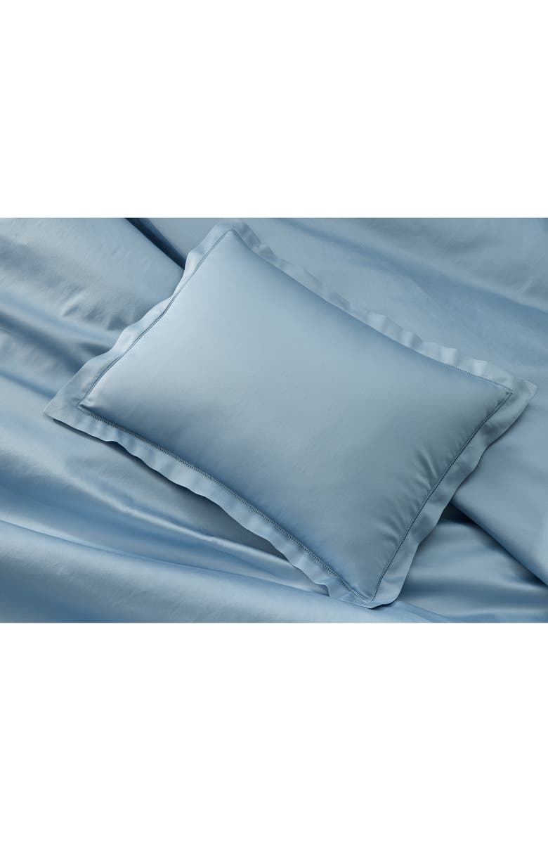 Matouk Talita Satin Stitch Duvet Cover, Alternate, color, Hazy Blue