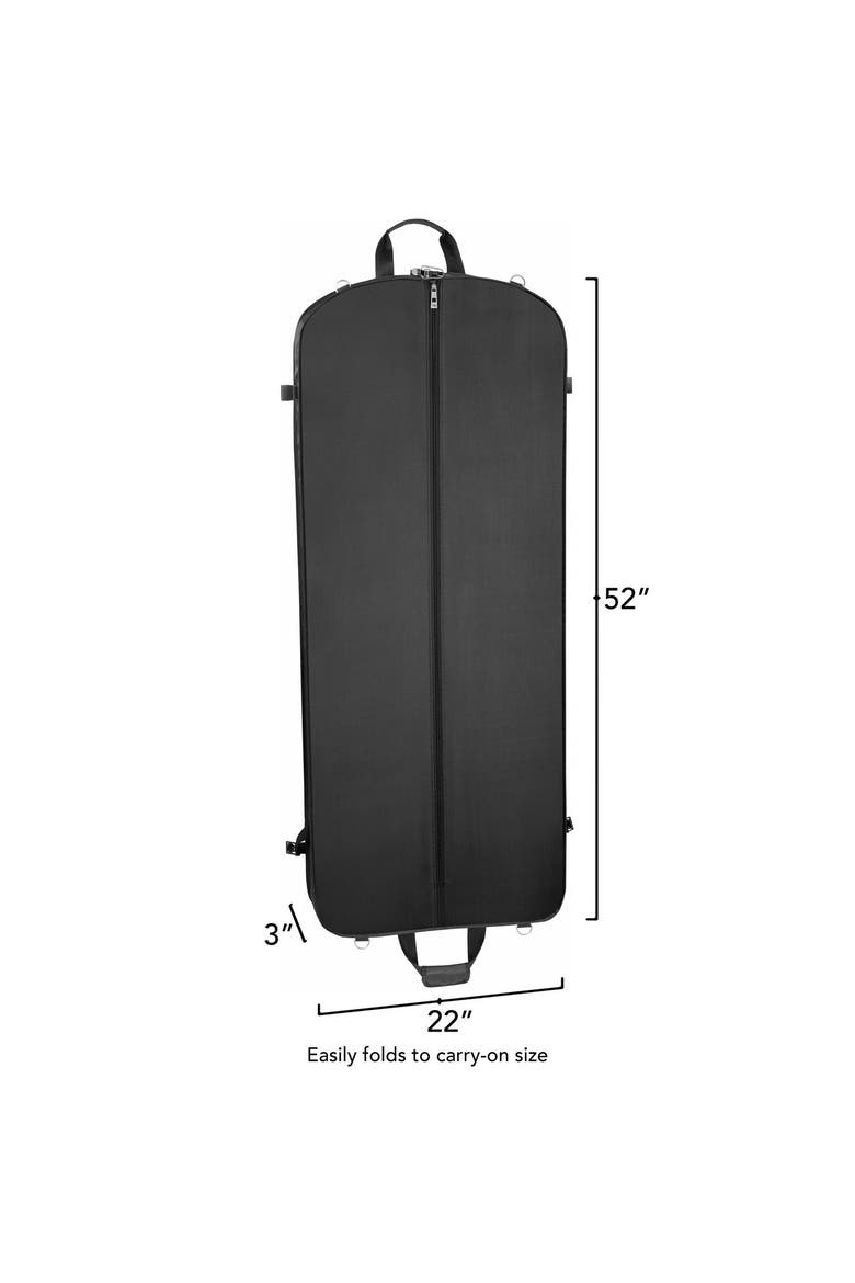 52" Premium Travel Garment Bag with shoulder strap and two large pockets, Alternate, color, Black
