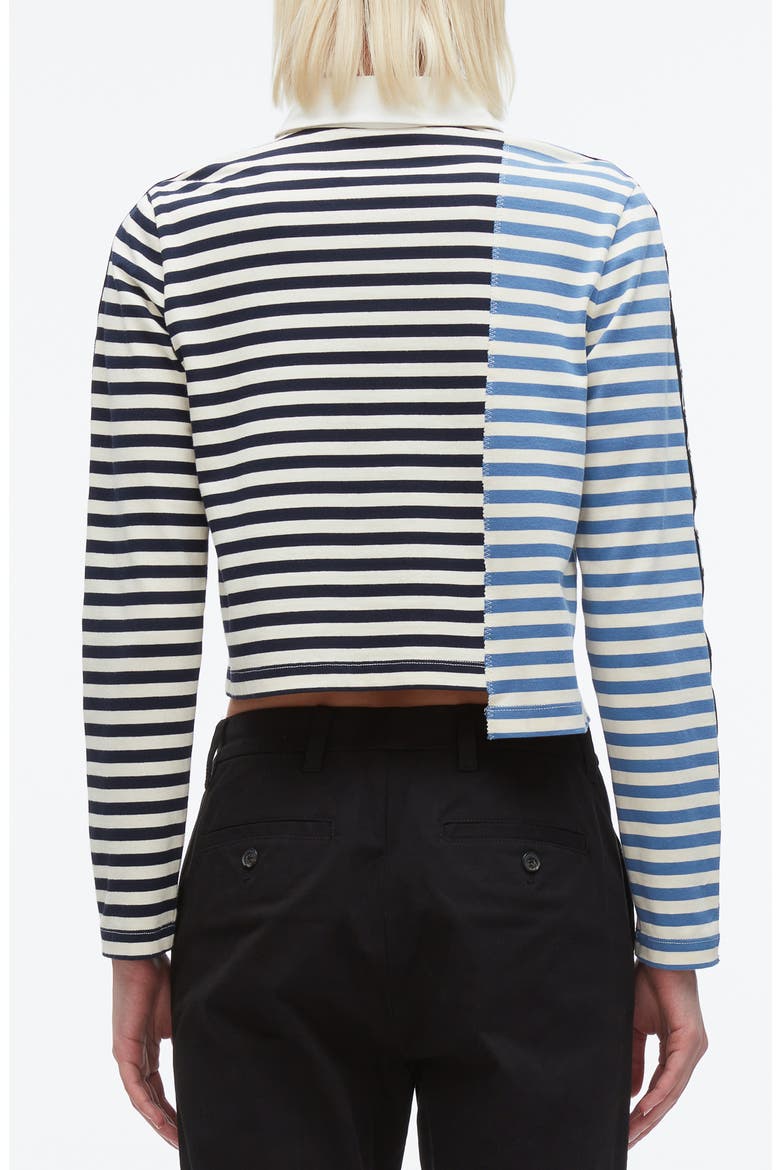 Stripe Long Sleeve Cotton Polo Shirt, Alternate, color, MIDNIGHT MULTI