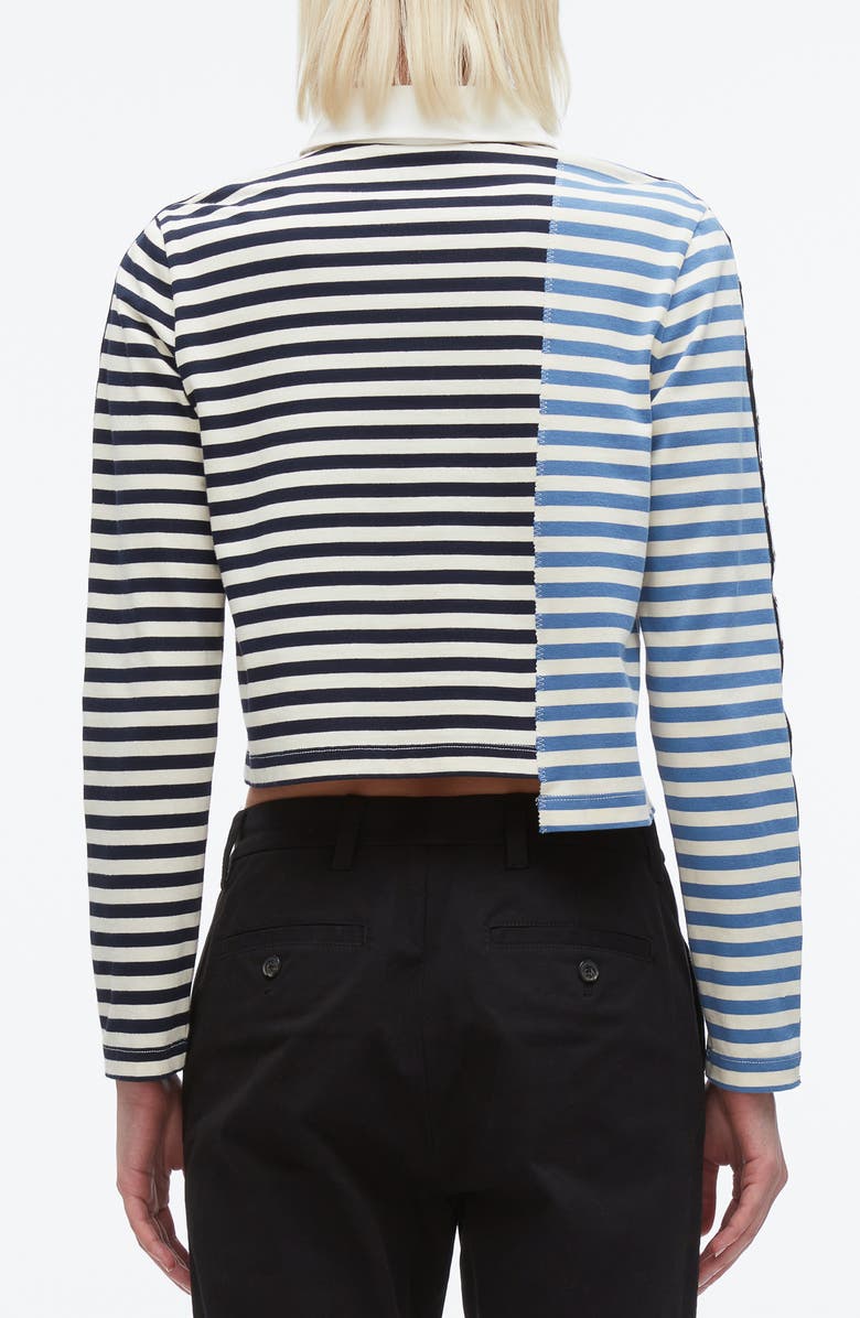 3.1 Phillip Lim Stripe Long Sleeve Cotton Polo Shirt, Alternate, color, Midnight Multi