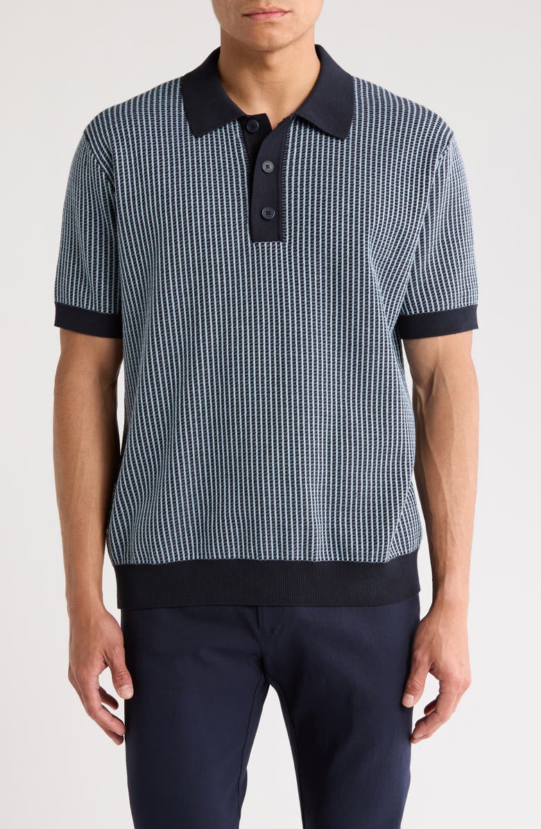 Wax London Turin Ladder Stripe Polo, Main, color, Navy