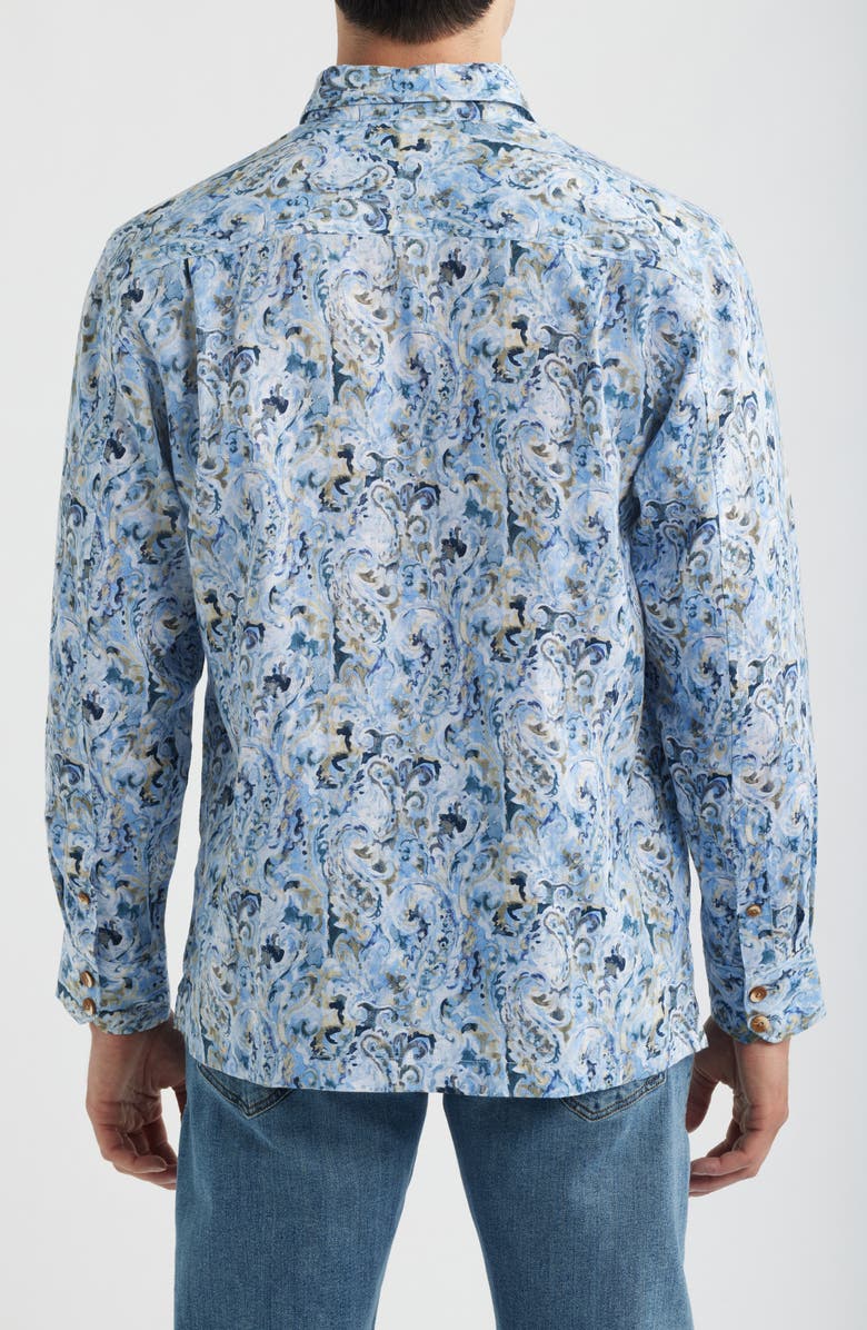 Tommy Bahama Tidal Echoes Paisley Linen Button-Up Shirt, Alternate, color, Clear Sky Blue