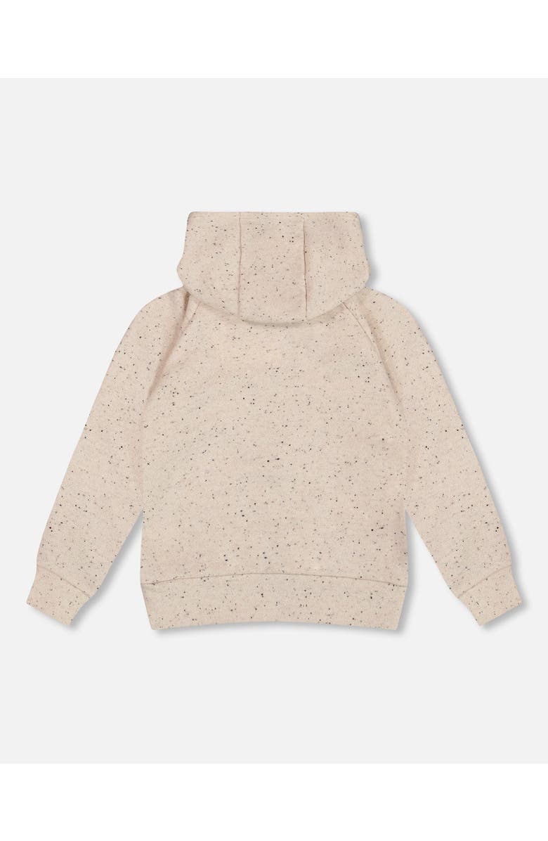 Deux par Deux Glittering French Terry Hoodie with Heart Applique, Alternate, color, Beige And Black