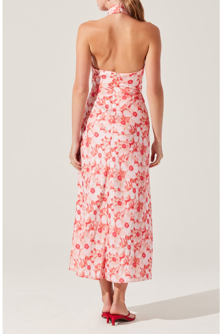 Marisa Floral Print Halter Dress, Alternate, color, CORAL FLORAL