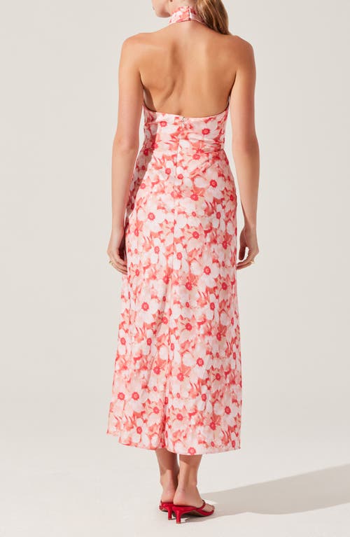 Astr The Label Marisa Floral Print Halter Dress In Coral Floral