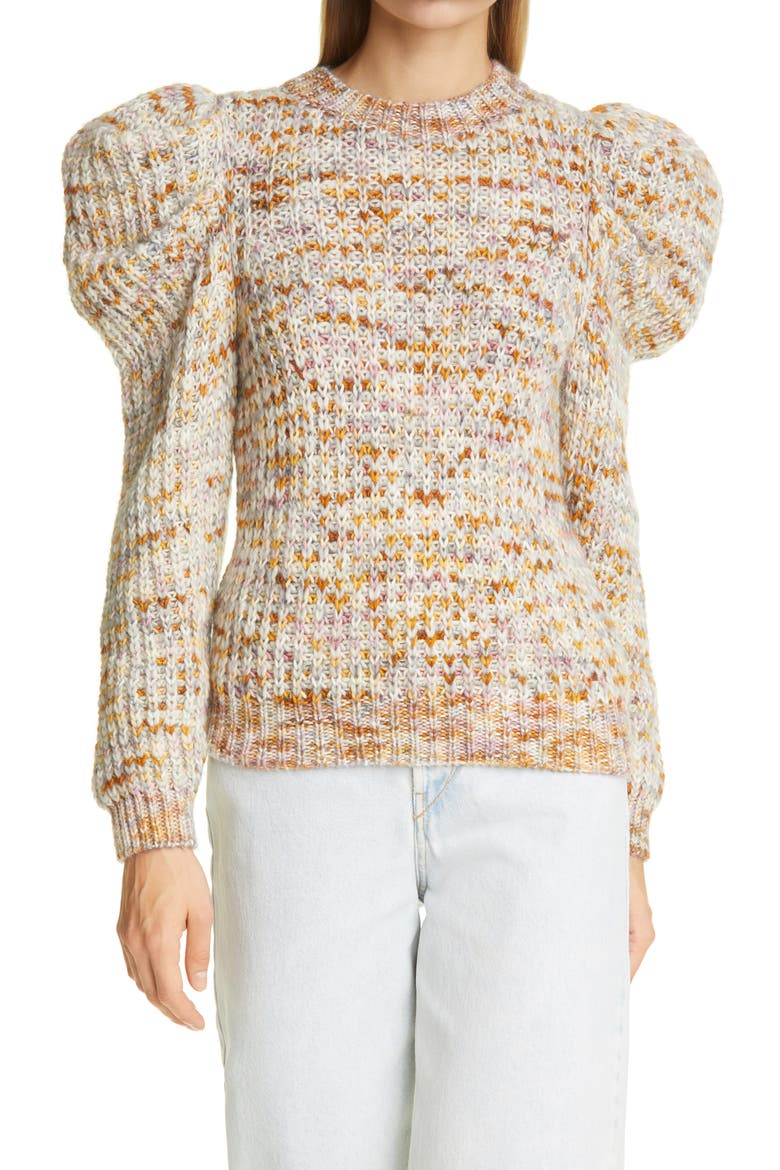 Rosina Puff Sleeve Wool Sweater, Main, color, FAWN