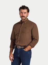 Raging Bull Long Sleeve Brushed Herringbone Shirt