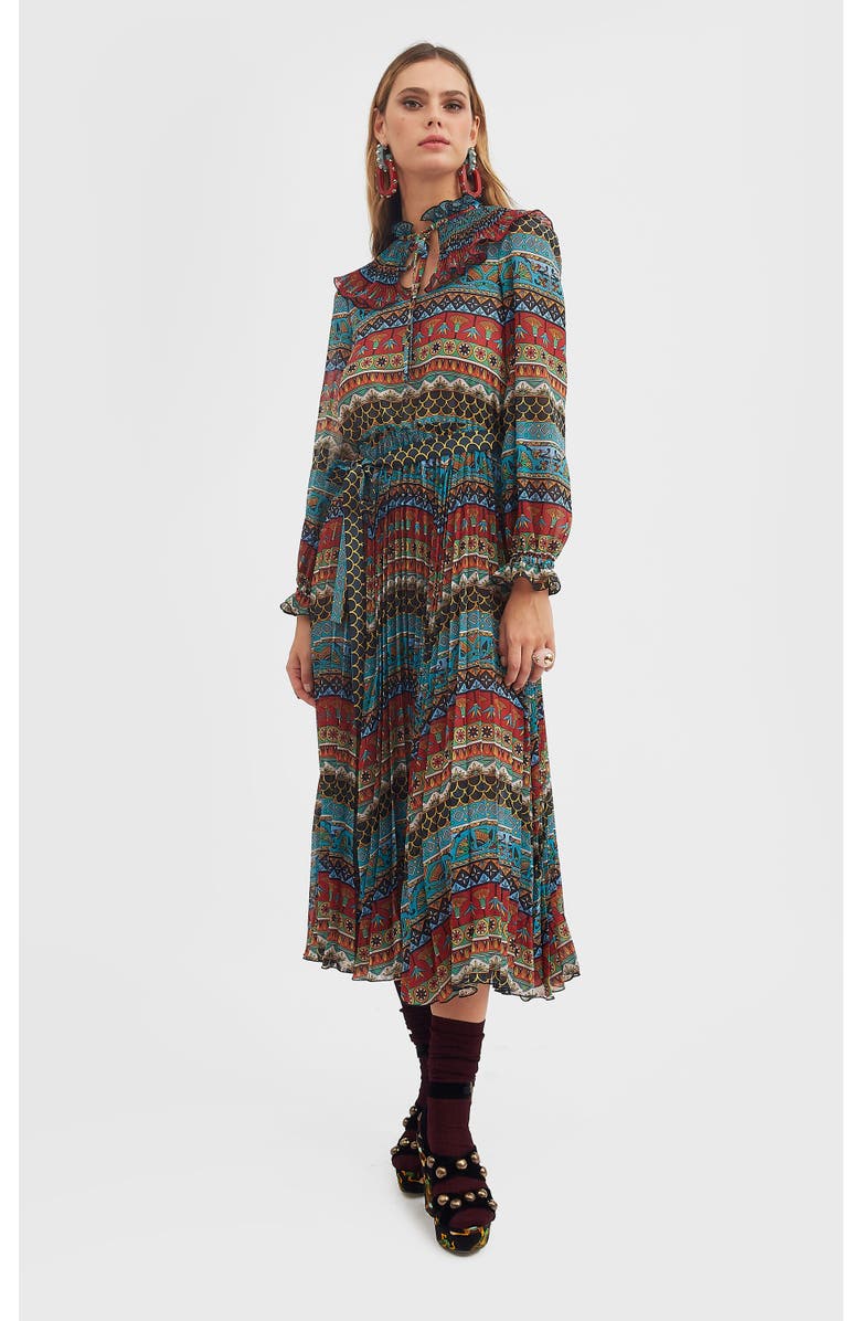 La DoubleJ Nefertiti Midi Dress Giza Placée Turquoise, Main, color,