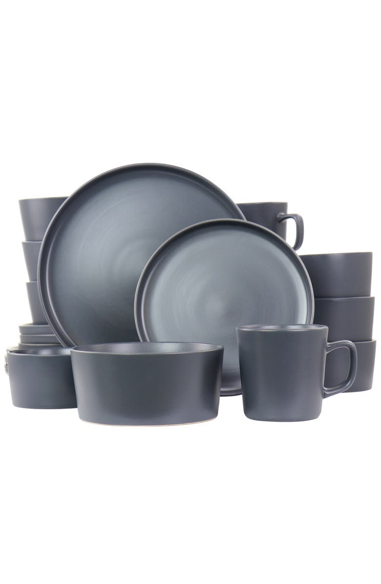 Elama Luxmatte Dark Grey 20 Piece Dinnerware Set, Main, color, Grey