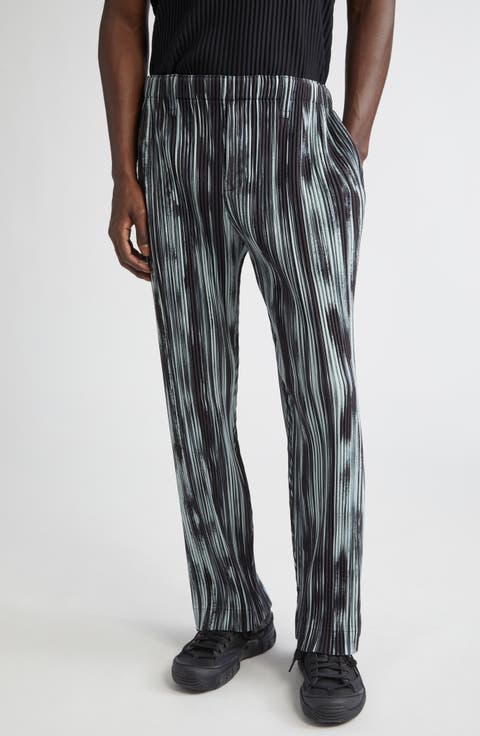 Brushstroke Stripe Pleated Pants